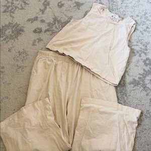 Z Supply Cream Wide Leg Pants & Top Set